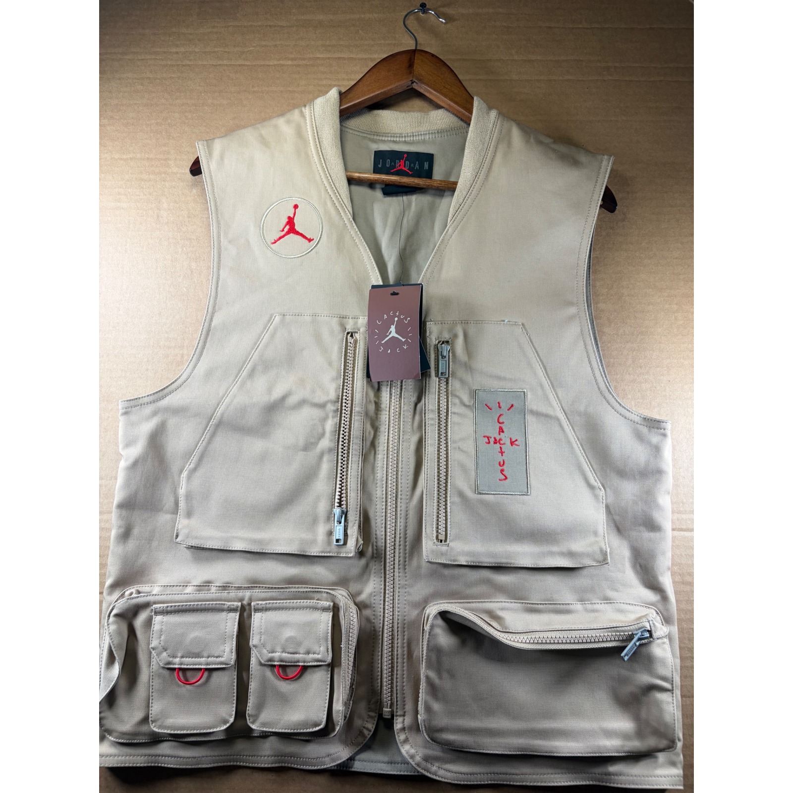 Jordan X Travis Scott Cactus Jack Utility Vest Mens Small Hemp Nwt Cv3169-201